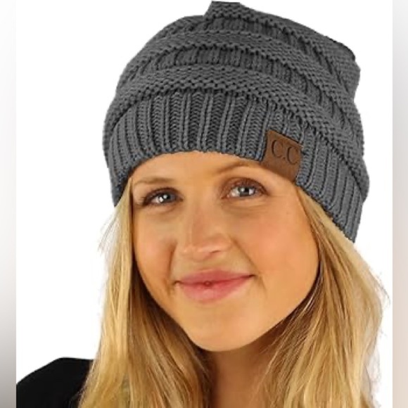 NWOT C.C. Exclusives Adult Cable Knit Beanie & Headband - Dark Gray - Picture 9 of 9